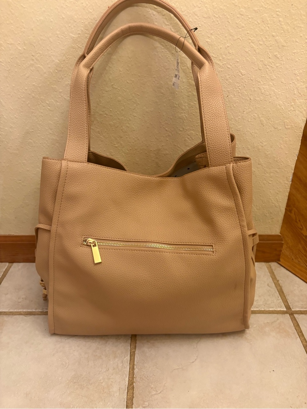 New with tags On 34th Jyyll Large Solid Tote Bag with removable pouch in Beige